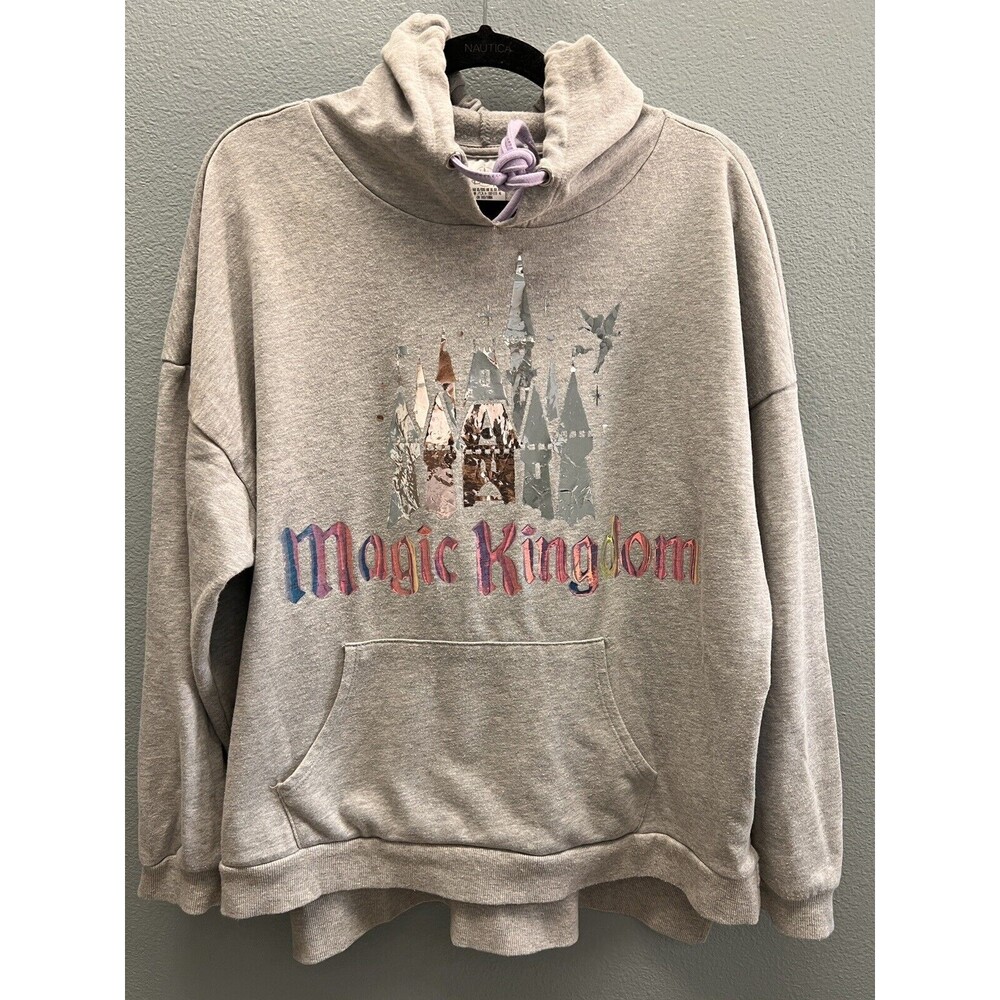 Disney Magic Kingdom Iridescent Gray Foil Castle Hoodie Women’s  XL Tinkerbell